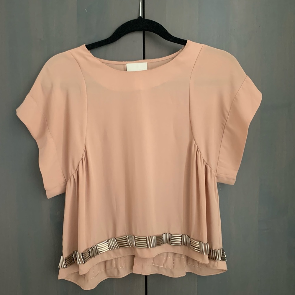 Greylin Short Sleeve Top In Dusty Pink w/ Metallic